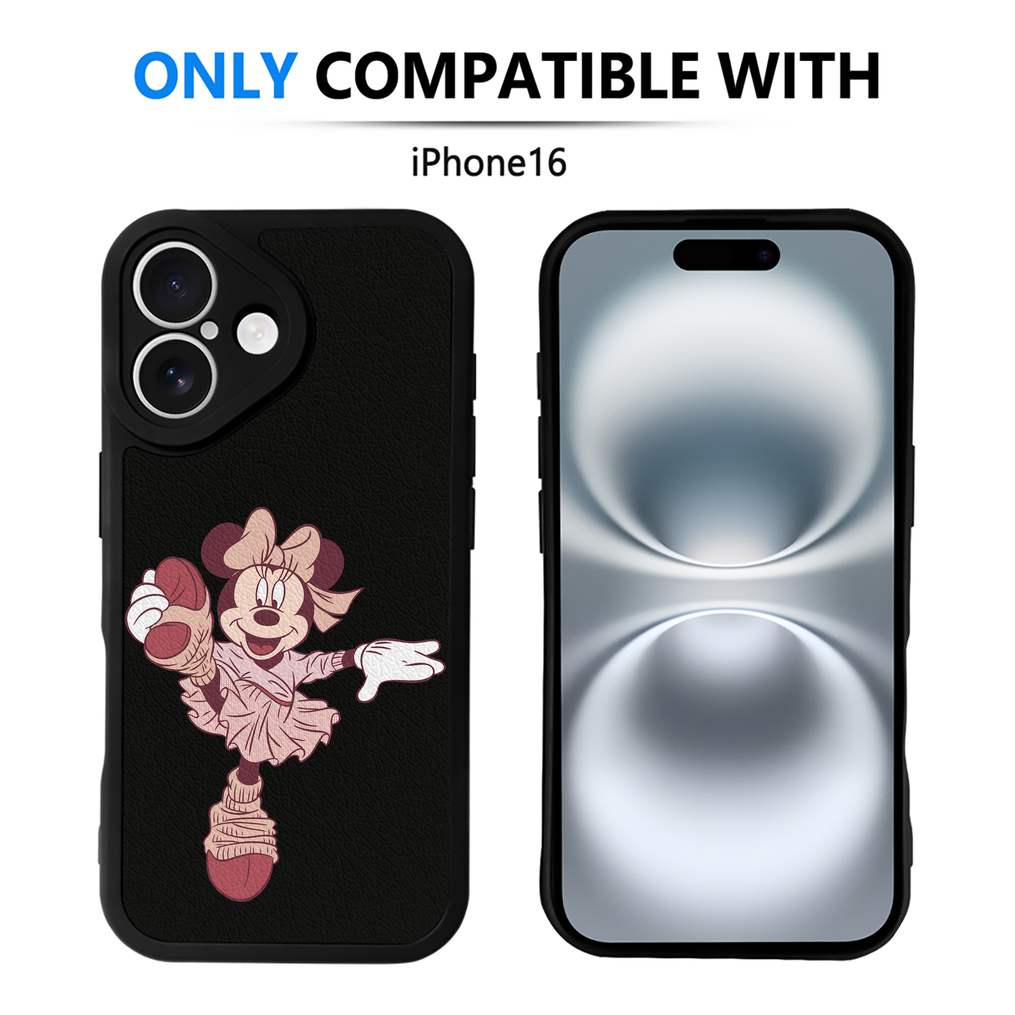 （画像用） ミッキーマウス Mickey Mouse 【iPhone 16シリーズ対応】シリコンスマホケース（レザー調） 材質：シリコン